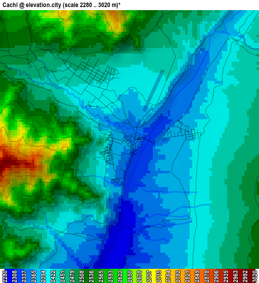 Cachí elevation map