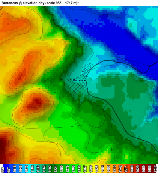 Barrancas elevation map