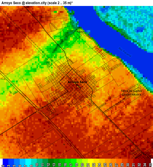 Arroyo Seco elevation map