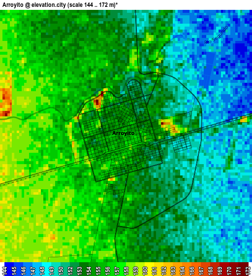 Arroyito elevation map