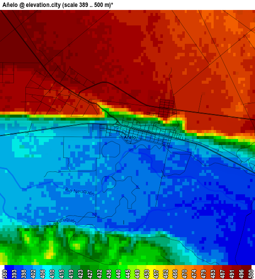 Añelo elevation map