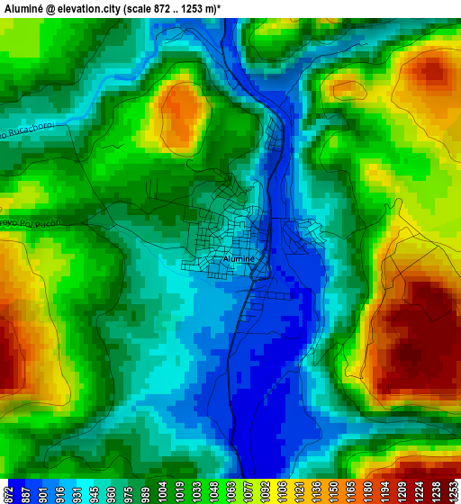 Aluminé elevation map