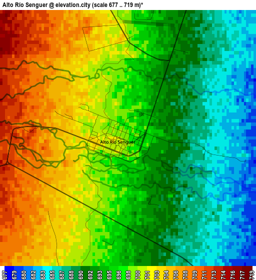 Alto Río Senguer elevation map