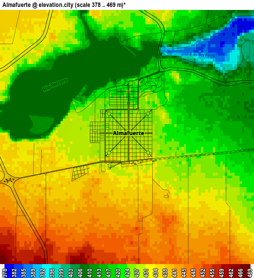 Almafuerte elevation map