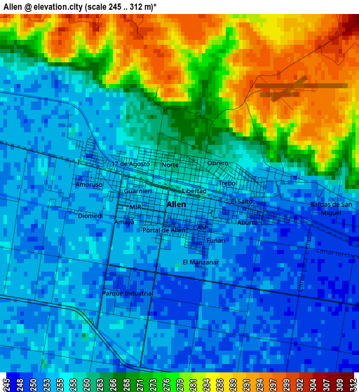 Allen elevation map