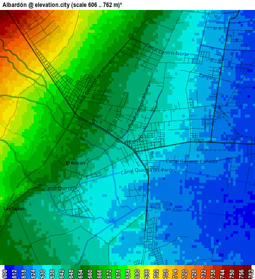 Albardón elevation map