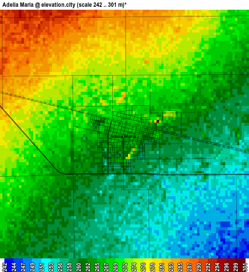 Adelia María elevation map