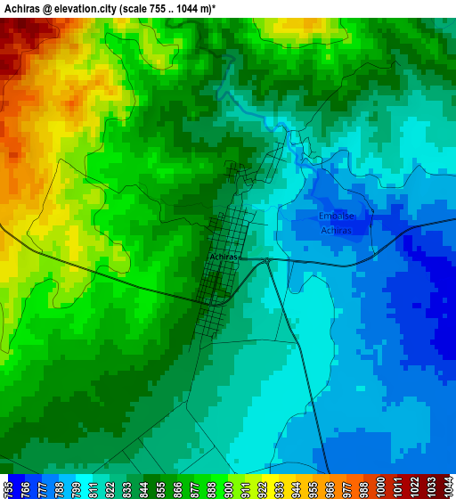 Achiras elevation map