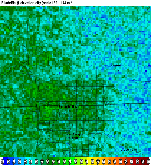 Filadelfia elevation map