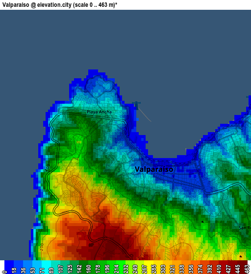 Valparaíso elevation map