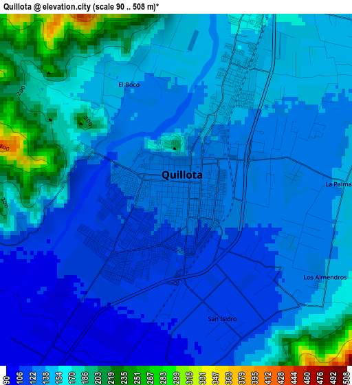 Quillota elevation map