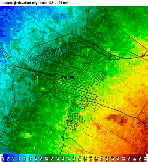 Linares elevation map