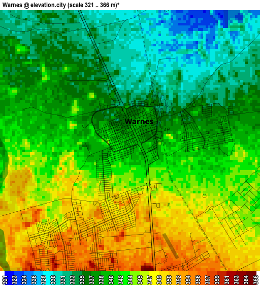 Warnes elevation map