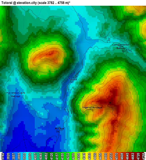 Totoral elevation map