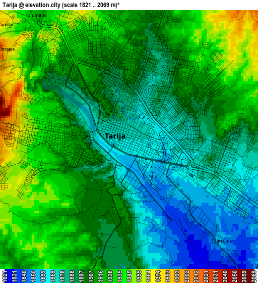 Tarija elevation map