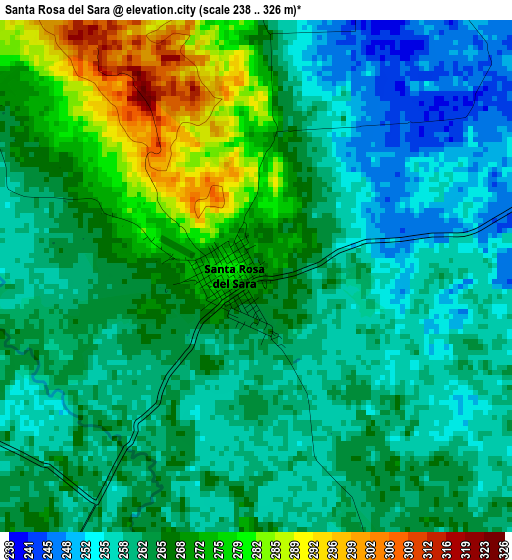 Santa Rosa del Sara elevation map