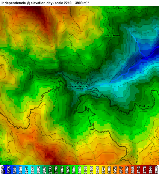 Independencia elevation map