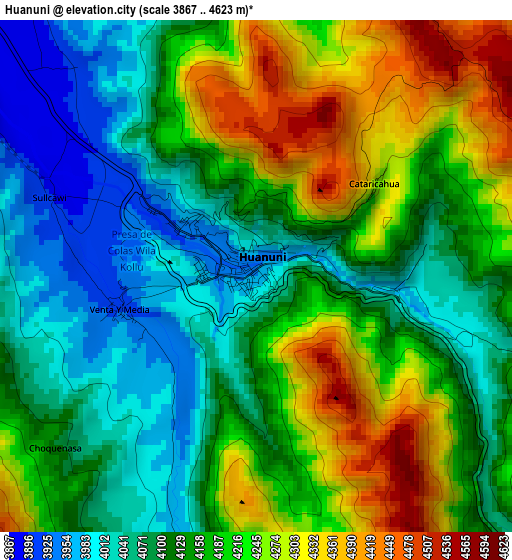 Huanuni elevation map