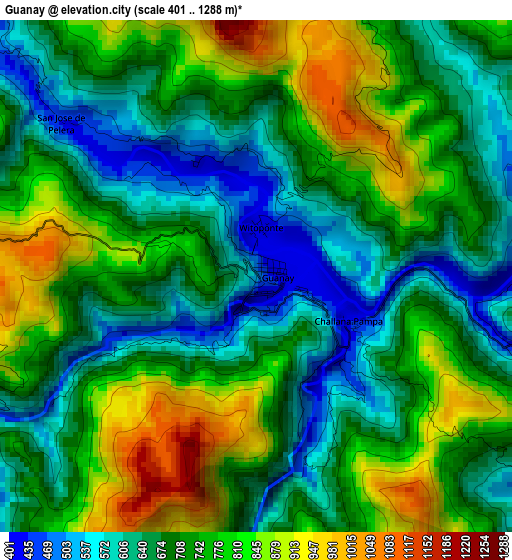Guanay elevation map