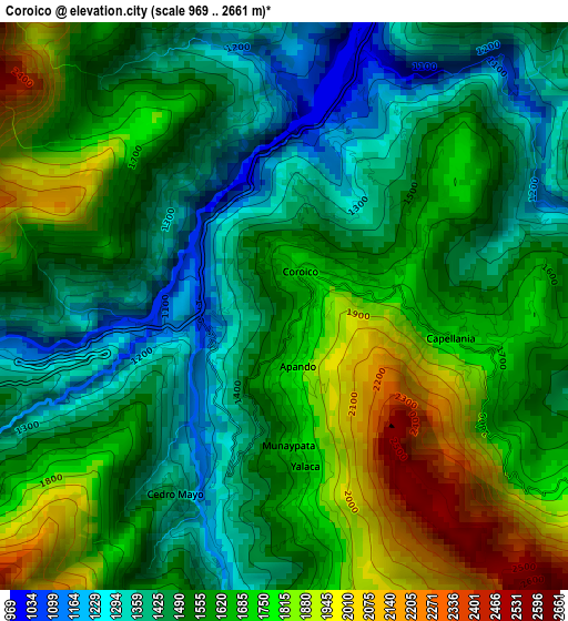 Coroico elevation map