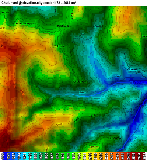 Chulumani elevation map