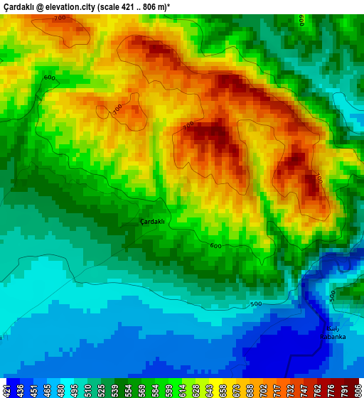 Çardaklı elevation map