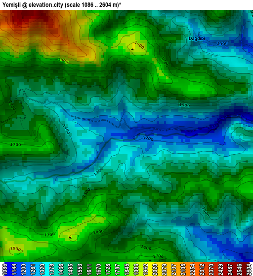 Yemişli elevation map