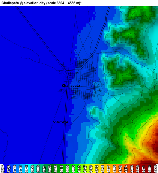 Challapata elevation map