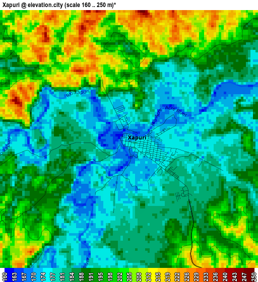 Xapuri elevation map