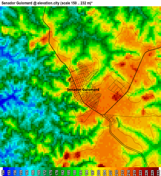 Senador Guiomard elevation map