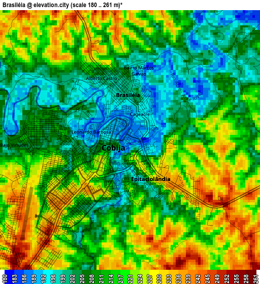 Brasiléia elevation map