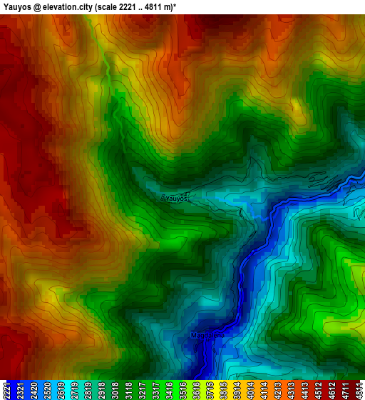 Yauyos elevation map