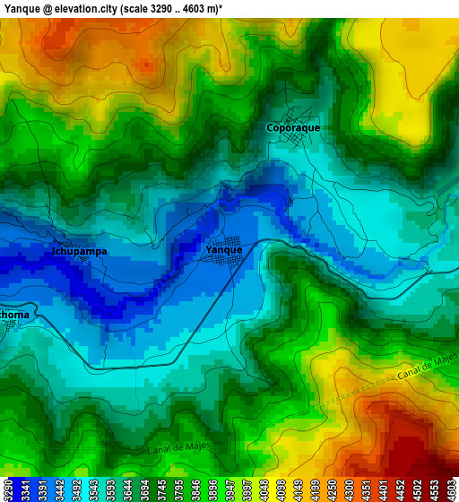 Yanque elevation map