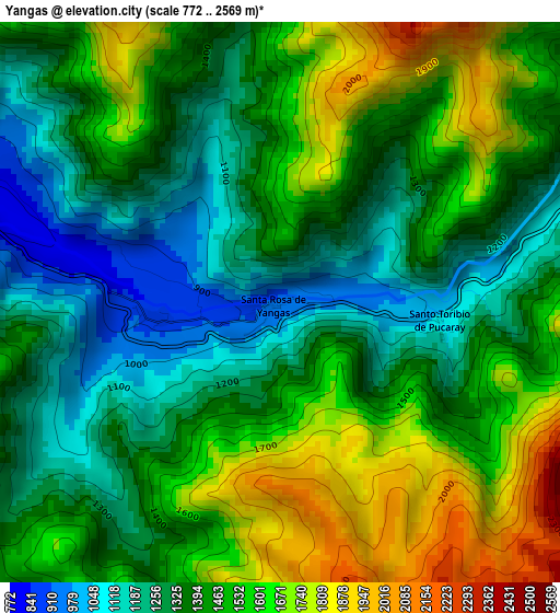 Yangas elevation map