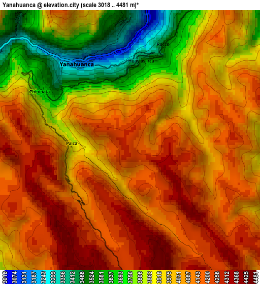 Yanahuanca elevation map