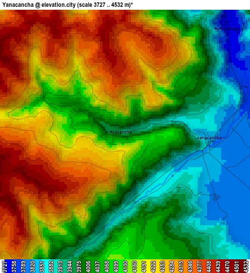Yanacancha elevation map