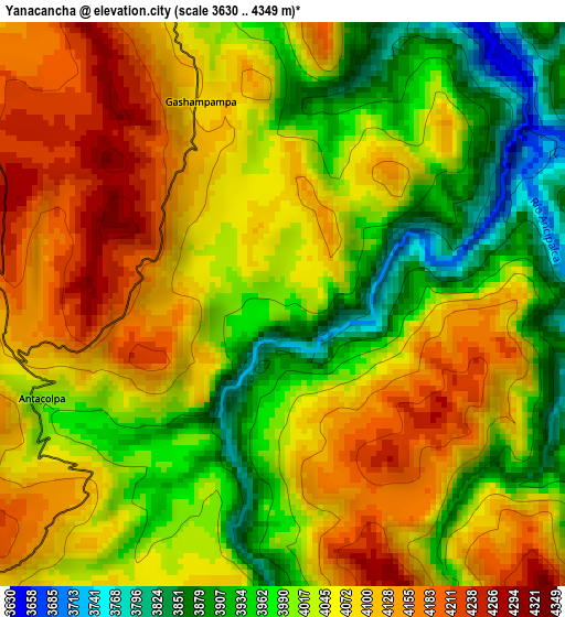 Yanacancha elevation map