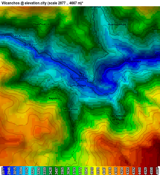 Vilcanchos elevation map