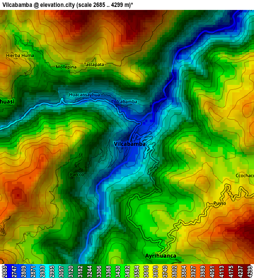 Vilcabamba elevation map