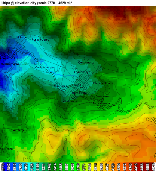 Uripa elevation map