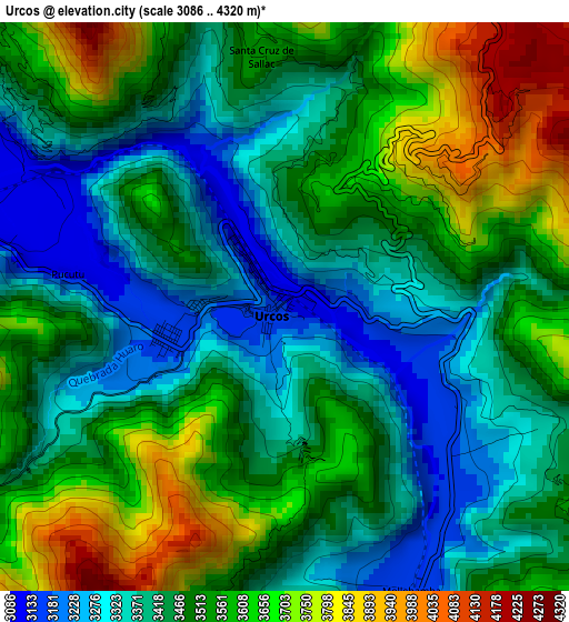 Urcos elevation map