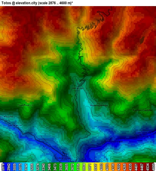 Totos elevation map