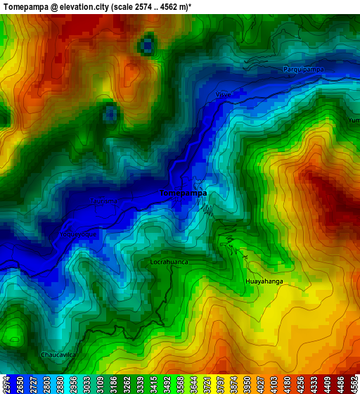 Tomepampa elevation map