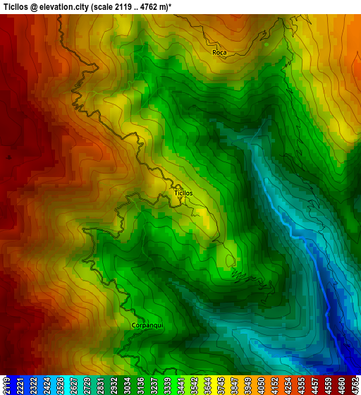 Ticllos elevation map