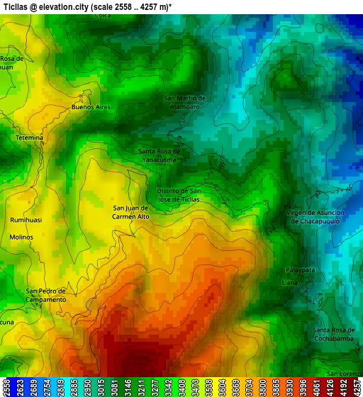 Ticllas elevation map