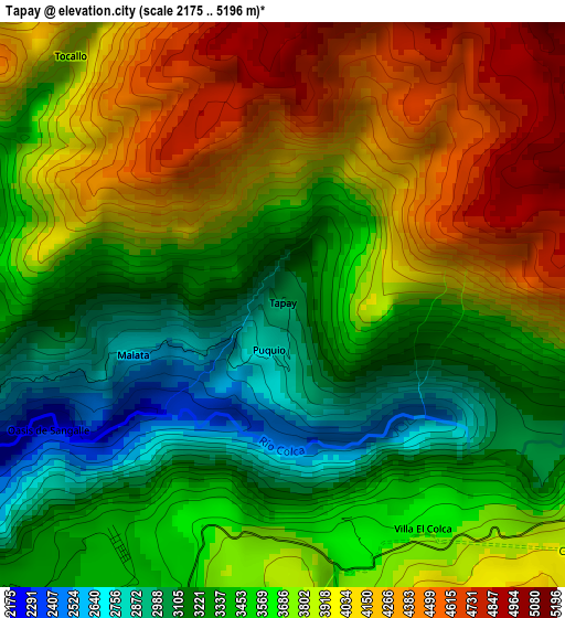 Tapay elevation map