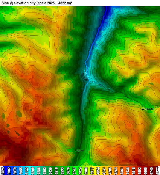 Sina elevation map