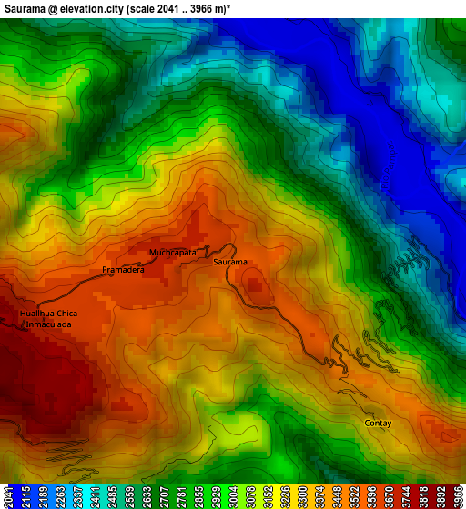 Saurama elevation map