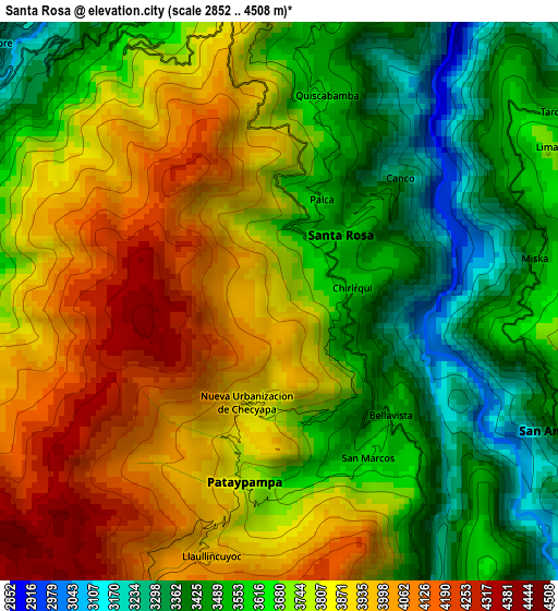 Santa Rosa elevation map