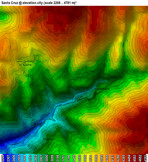 Santa Cruz elevation map
